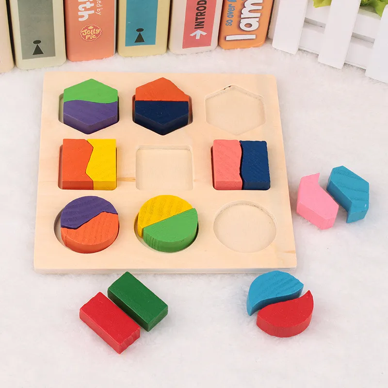 Девять сеток деревянные геометрические формы трехмерная головоломка Дошкольное