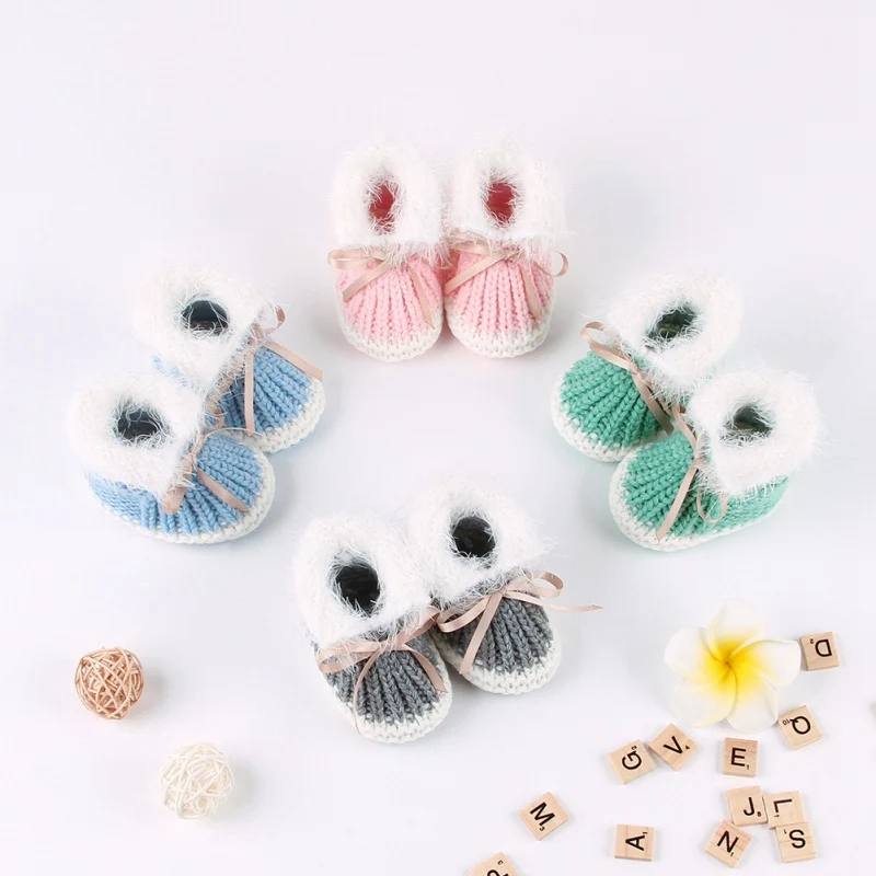 Новинка Лидер продаж милые вязаные ботинки для малышей обувь маленьких девочек и