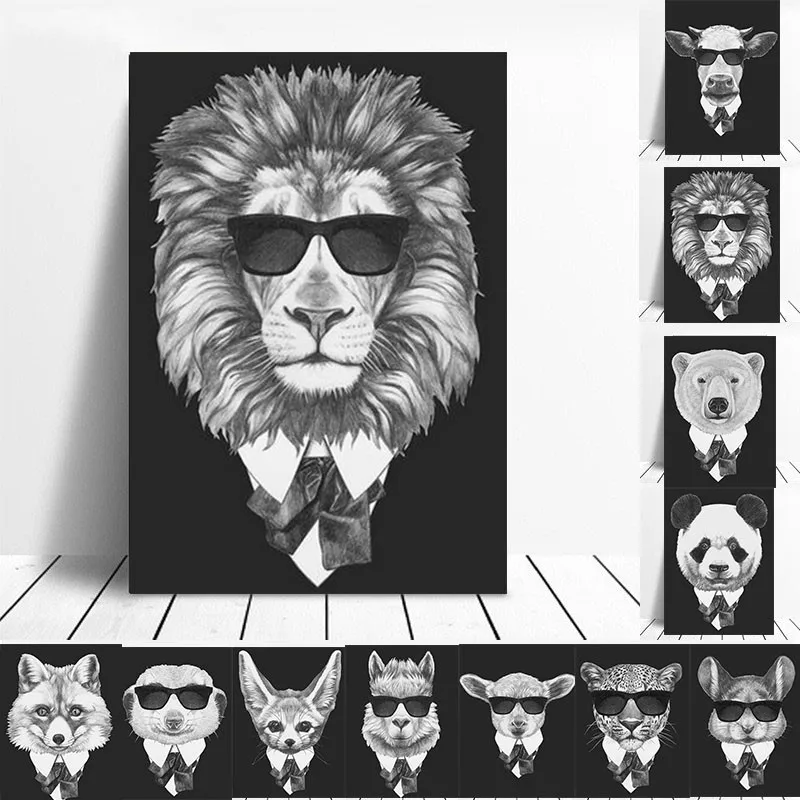 Картина на холсте животные Лев медведь свинья панда настенные художественные