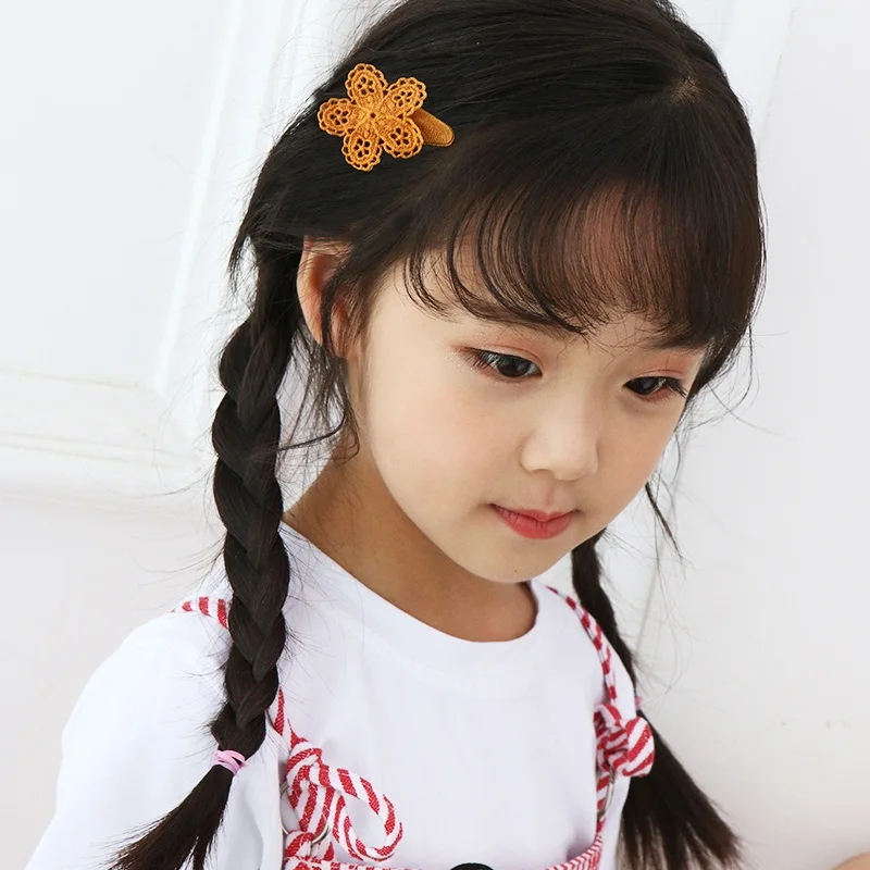 Cute Hair Pin Children Hairpin 2 Pcs Cloth Baby Girls Lace Flower Accessory Set Side Clip |