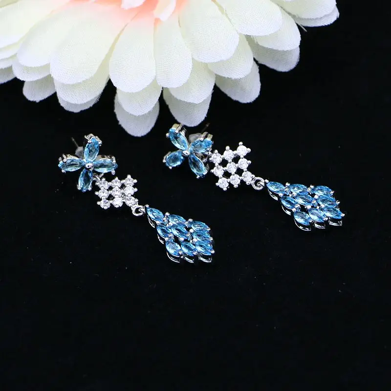 Женские длинные серьги из серебра 925 пробы с фианитом | Украшения и аксессуары