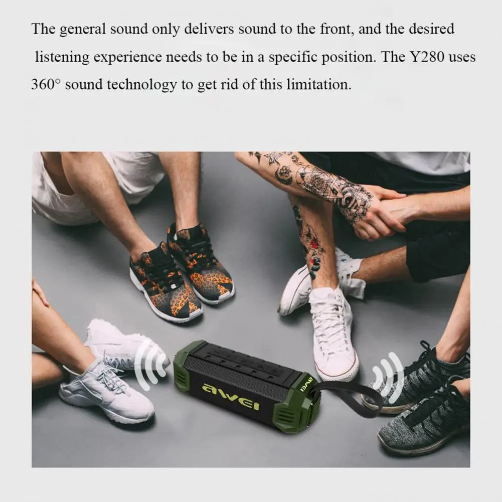 Портативная Bluetooth-Колонка Awei IPX4 Водонепроницаемая мини-Колонка Bluetooth с двумя