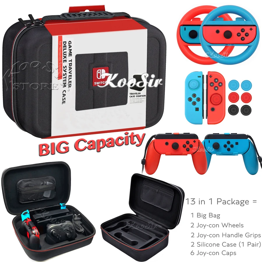 Набор аксессуаров для консоли Nintendo Switch NS сумка хранения ручки Joycon силиконовый