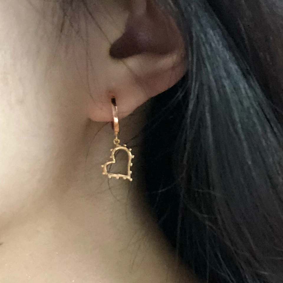 Серьги из стерлингового серебра 925 пробы, модные, полые, сердце, короткий кулон, висячие серьги, сладкий тренд, женские серебряные серьги для девочек, ювелирные изделия