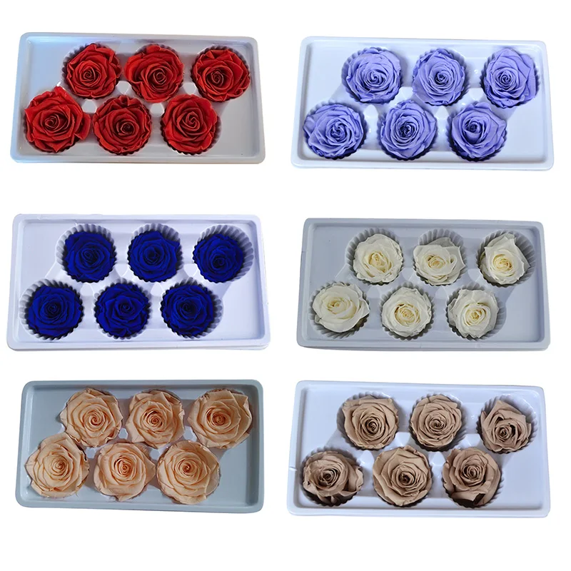 6 шт. неувядающие розы 4-5 см