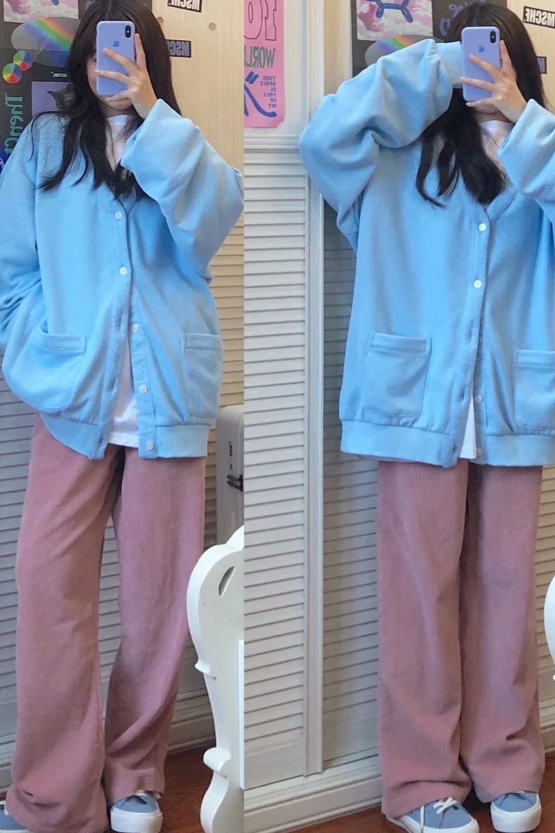 Корейские шикарные штаны милый свитер в иностранном стиле для старения белого