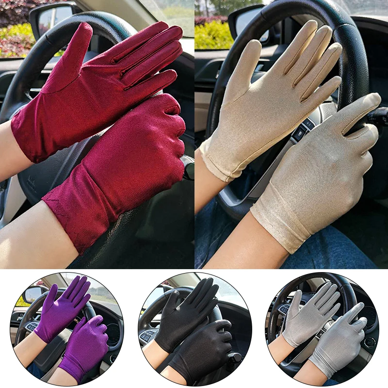 

Summer Spandex Gloves For Women Sunscreen Thin Stretch Pure Color Gloves Tight Ladies Drive Gloves and Mittens Female перчатки