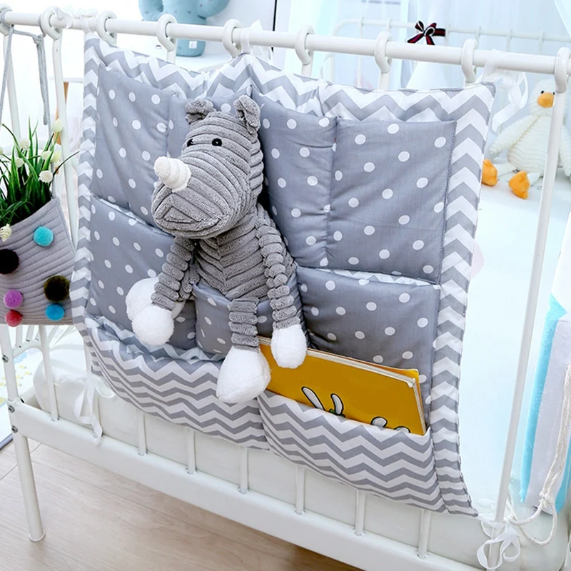 

Multi-Layer Cotton Crib Storage Bag Cartoon Multifunctional Bedside Baby Diaper Storage Bag