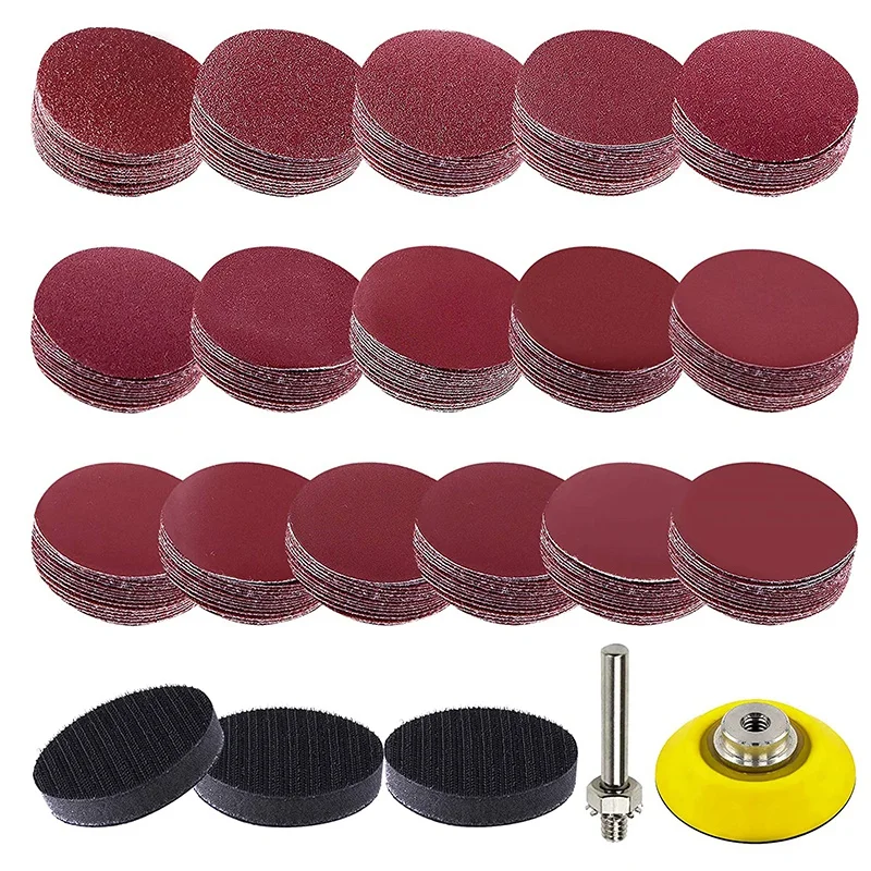 

192 шт. шлифовальные диски, прокладки 50 мм/2 дюйма, крючки и петли с подкладкой хвостовика или поролоновой полировальной подушкой 60-3000 грит
