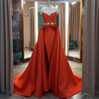 thinyfull sexy prom dresses sweetheart evening dress high split mermaid saudi arabia orange night cocktail party gowns plus size