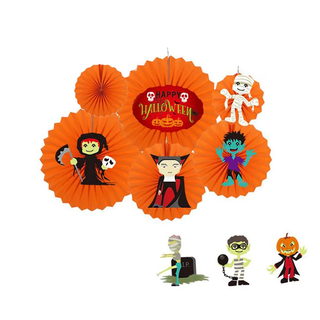 Украшение на стену для Хэллоуина DIY бумажный Веерообразный цветок Хэллоуин