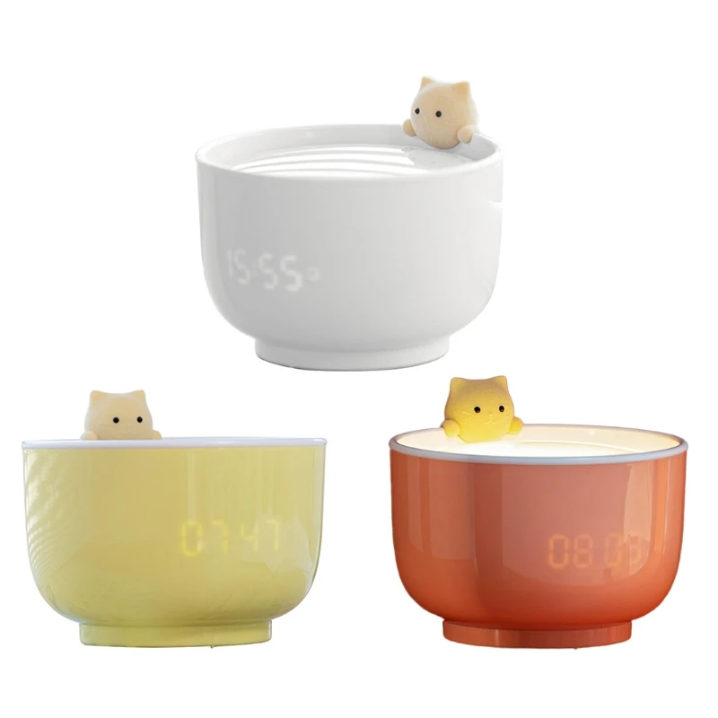 

Cute Cat Alarm Clock Led Night Light for Reading Studying Working Room Decor for Timed Activities USB Charging Creative
