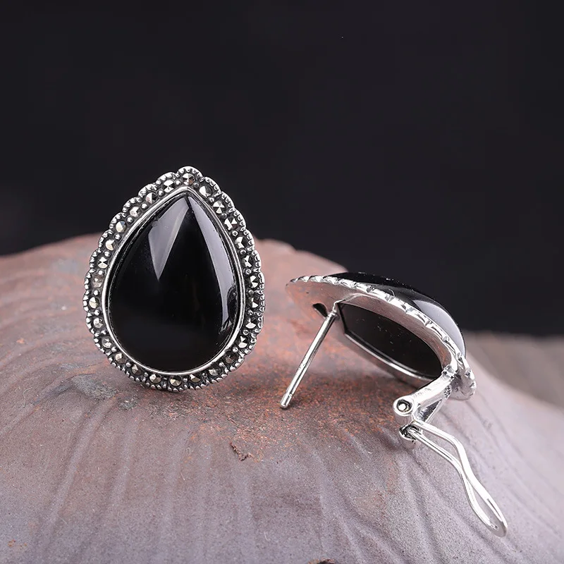 Женские Редкие серьги из черного агата без Углича Крутое вечернее платье