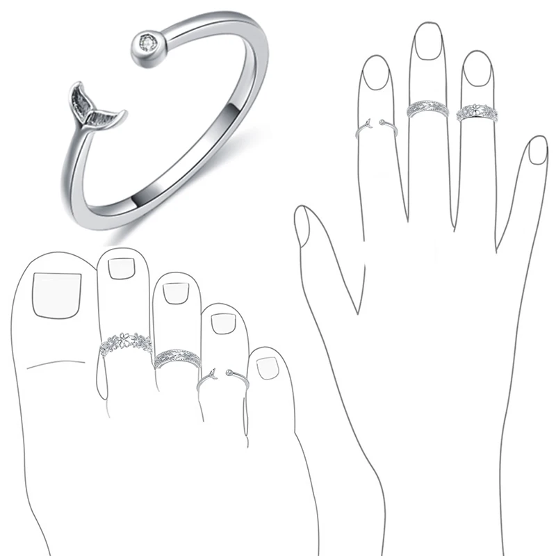 Регулируемые кольца на палец для женщин Цветочный браслет со стрелками открытый