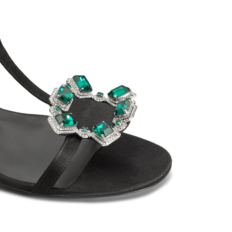 Nancyjayjii Корона Драгоценности сандалии 2021 летние женские черные атласные офисные