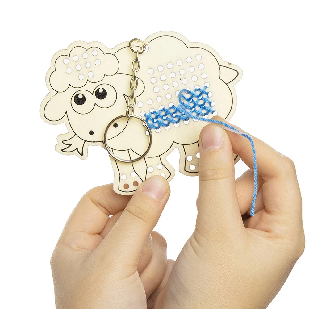 5 шт. милый мультяшный деревянный брелок для ключей ручной работы в форме Овцы
