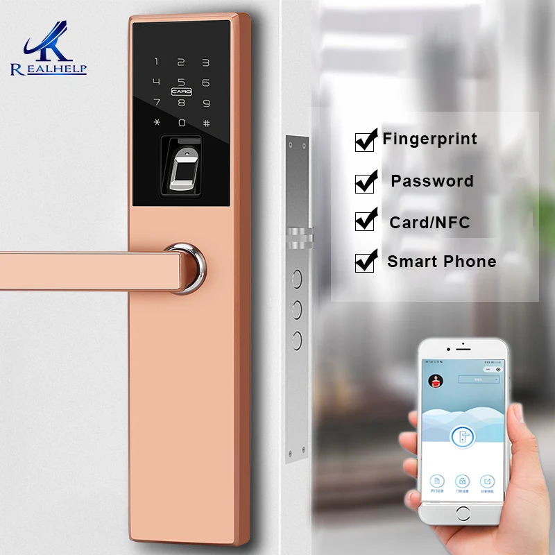 Wechat Remote Unlock Fingerprint IC Card Bluetooth Door Lock Simple Light Weight For 45-70mm Thickness Homes | Безопасность и