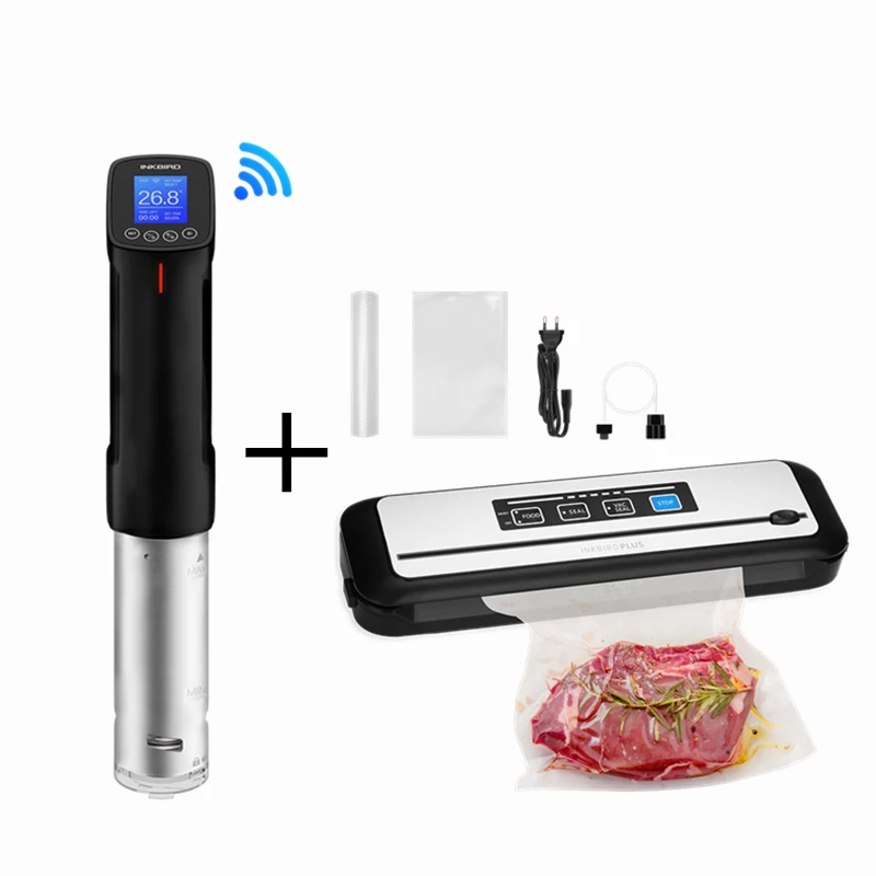 inkbird combo set kitchen cooking appliance wifi sous vide vacuum sealersealing machine for household commercial use with bags free global shipping