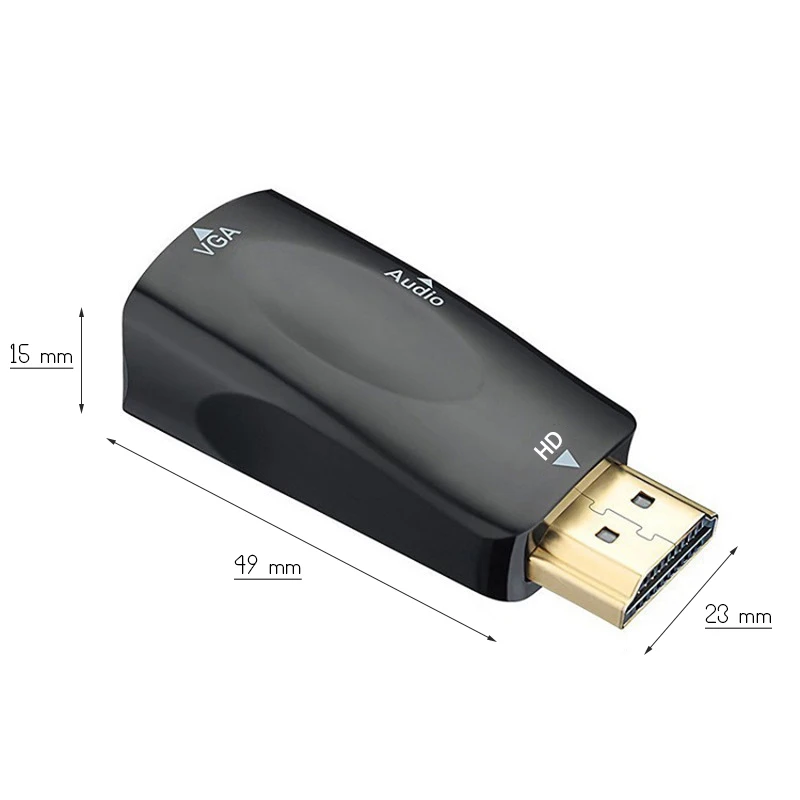 Адаптер HDMI совместимый со штекером на гнездо VGA преобразователь аудиокабеля FHD