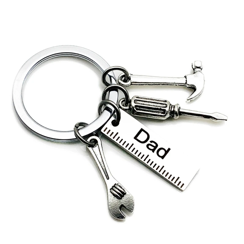 

New Dad Letters Keychains Ccreative Hammer Screwdriver Wrench Keyring Handbag Decor Tassel Hanging Pendant Father's Day Gifts -