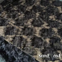 embroidered mesh tulle fabric black french square patterns diy background decor fluffy skirt wedding dress lace designer fabric