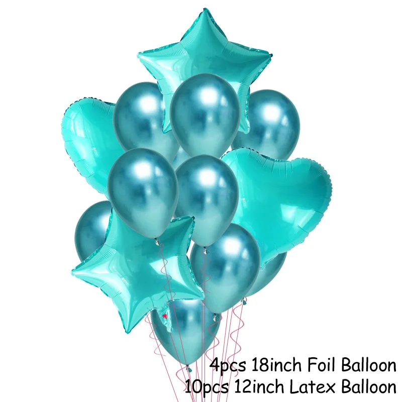 14p balloons set-E 10/15/20 шт. металлическая хромированная воздушные шары с днем рождения/воздушные шары Золотое конфетти балон Свадебные украшения надувные гелием Balons шарики - Цвет: 14p balloons set-E