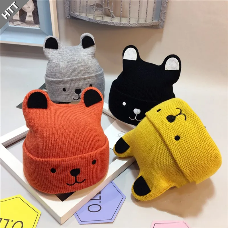 Детская шляпа Милая вязаная шапка на осень и зиму для маленьких девочек теплая