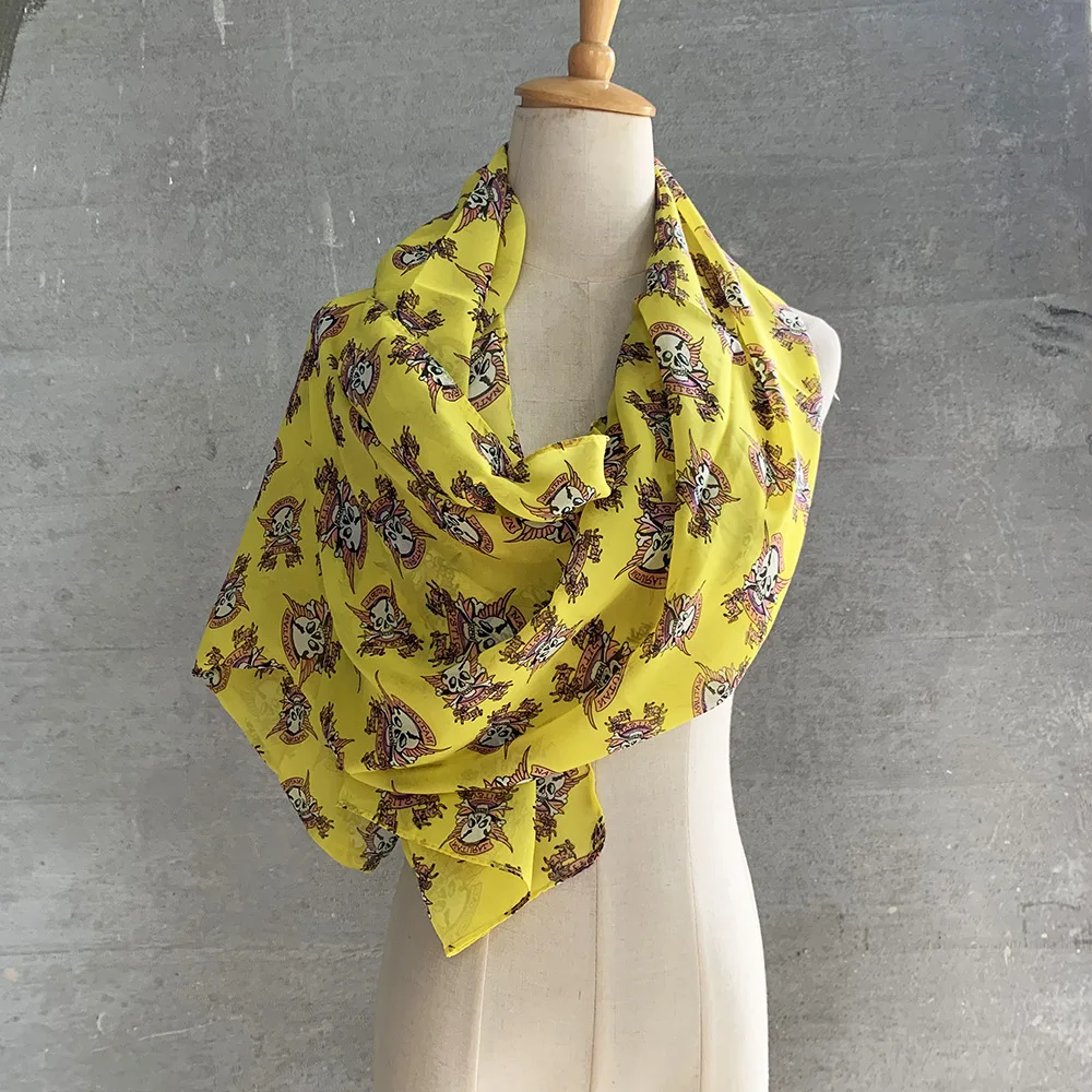 2020 Новинка для женщин с принтом черепа шелковые шарфы осень зима теплые женские