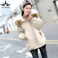 leiouna thickened plus size safari style little chap women winter with hooded down cotton short big collar loose parka overcoat