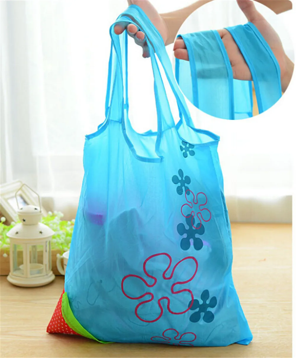 

1pc Hot Sale Nylon Folding Reusable Eco Grocery Tote Shopper Strawberry Storage Handbag Shopping Good Helper
