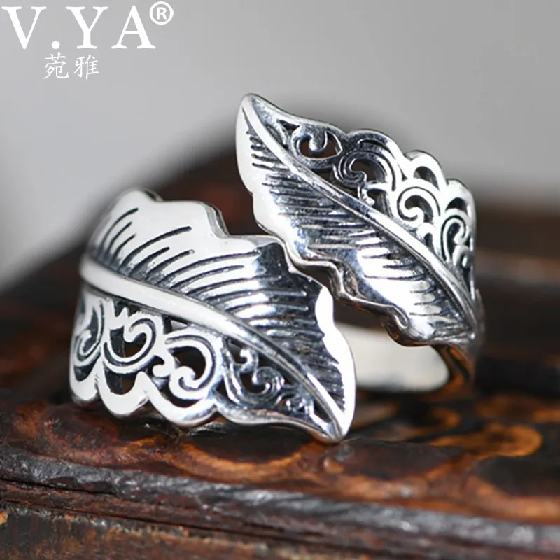 

Мужские и женские кольца с листьями V.YA, Винтажные Ювелирные изделия из стерлингового серебра 925 пробы, WTS002