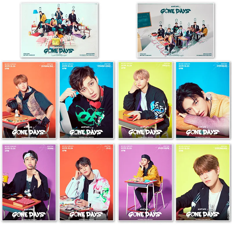 

KPOP Stray Kids Mixtape Gone Days Album Photo Poster Self-adhesive Pictorial Wall Art Sticker Star Peripheral