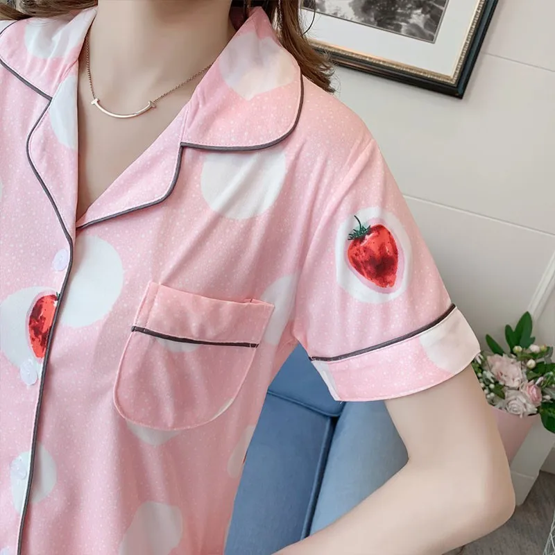 

2 Piece Women Sleepwear Faux Silk Satin Pajamas Set Long Sleeve Pajamas Suit Female Pijamas Women Animal lapel home service