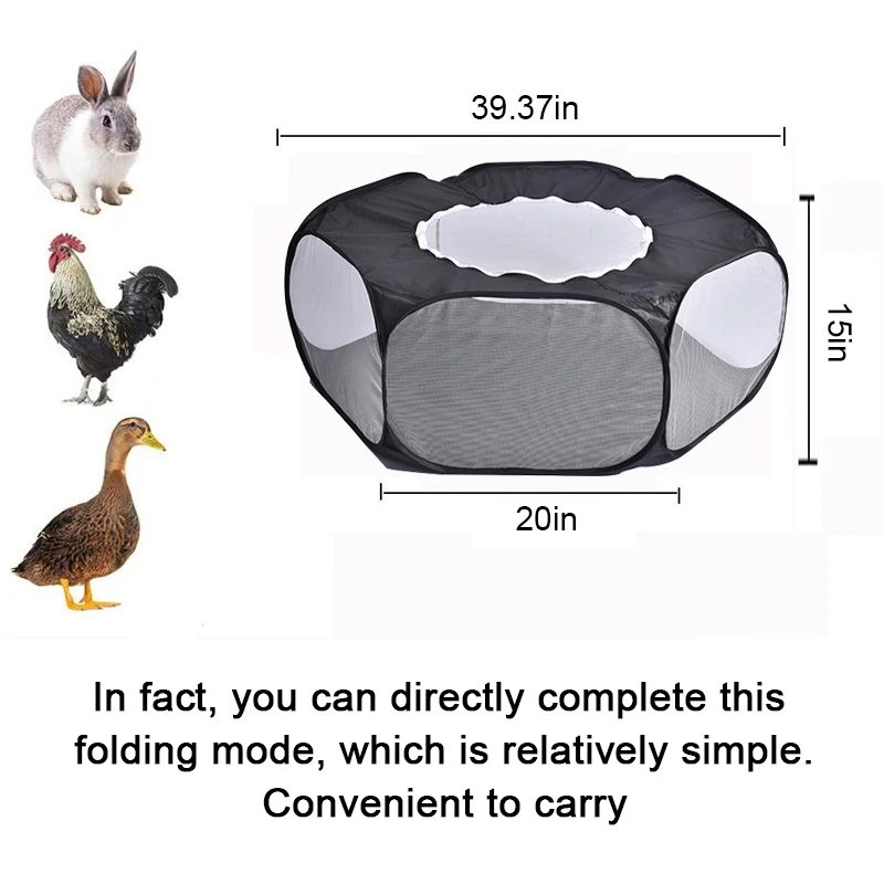 

ZL Small Animal Playpen Hamster Cages Breathable Transparent Pet Tent With Top Cover Open Outdoor Foldable Yard Fence Pet House