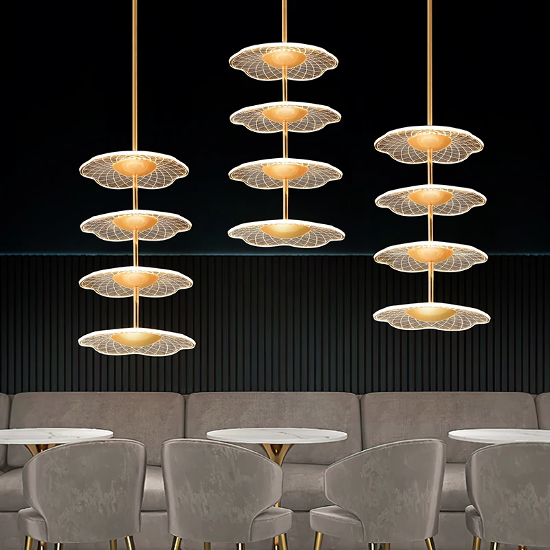 

New Home Decoration Gold LED Lamp Hanging Pendant Light Lustre Chandeliers For Kitchen Living Room Dining Room Foyer Luminaire