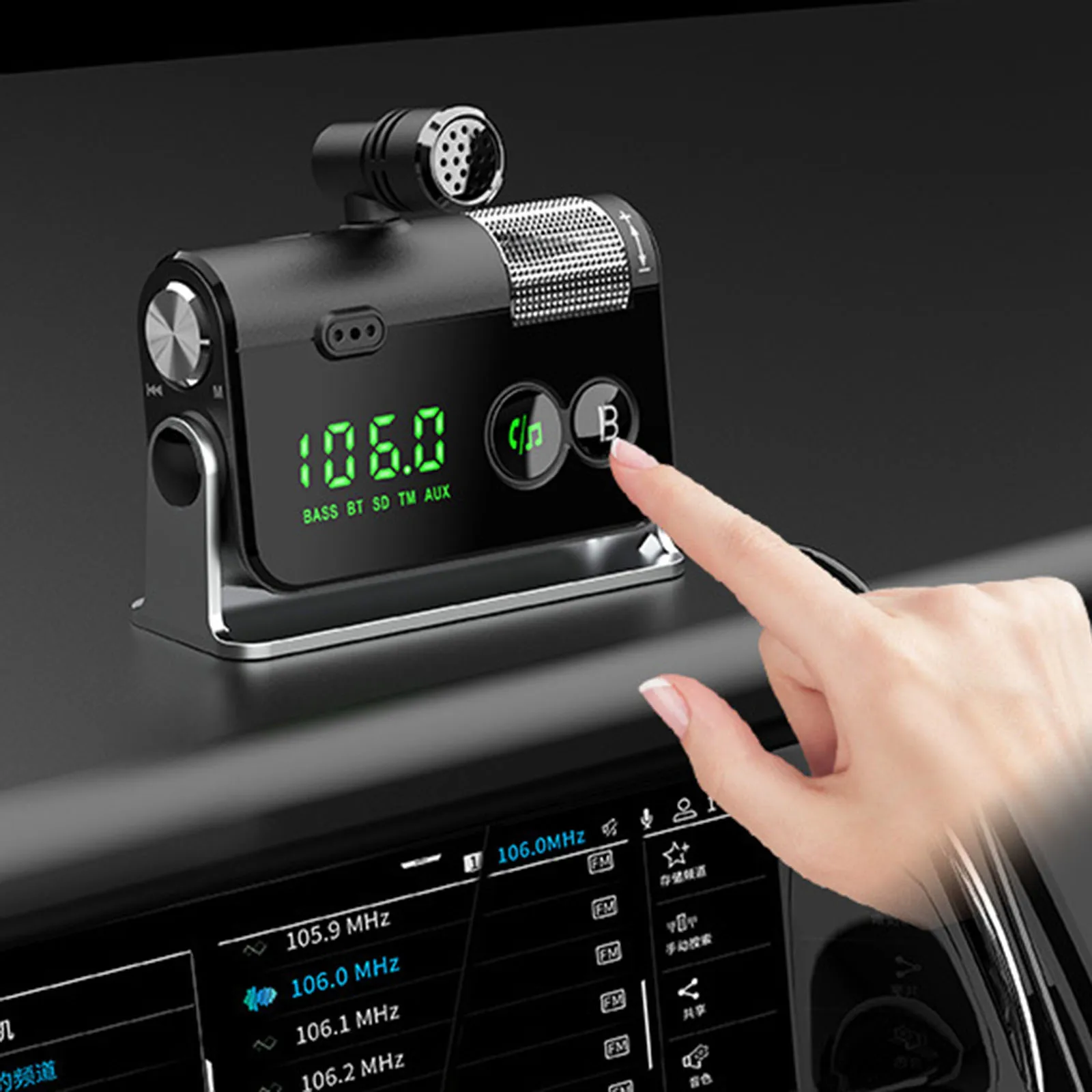 Bluetooth FM Transmitter Plug-in Microphone Wireless Car Kit for iOS Phones |