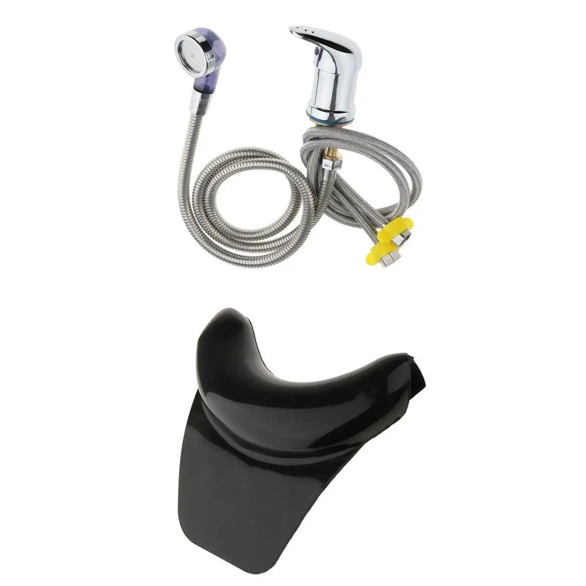 

Durable Beauty Shampoo Bowl Hot and Cold Faucet Handle with Spray Hose Included Shampoo Sink with Silicone Neck Rest Pillow