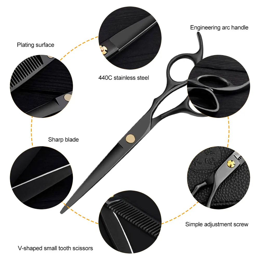 

9PCS Hair Cutting Scissors Set Pro Hairdressing Scissors Kit With Thinning Scissor Shears Hair Cape Comb Tool For Barber General