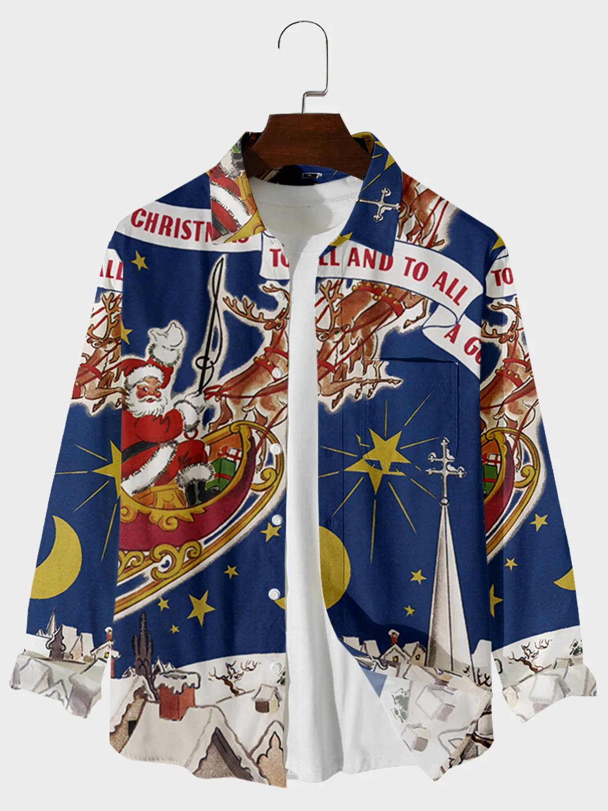 

Мужской кардиган с принтом Санта Клауса, повседневный Свободный кардиган с длинными рукавами и большими пуговицами, с цифровым принтом 5, 2021