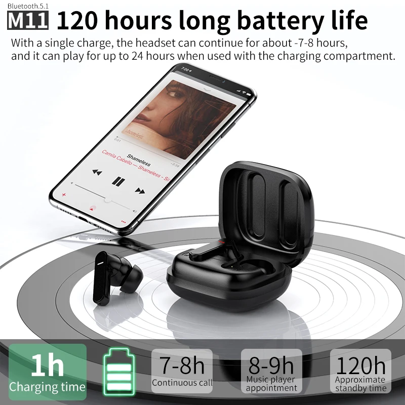 Беспроводные наушники M11 TWS Bluetooth 5 1 ANC ENC активное шумоподавление игровая