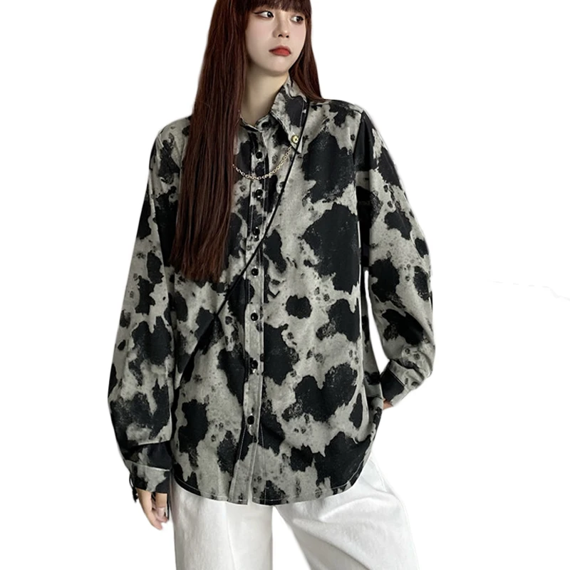 

Print Blouse Shirt Women 2021 Spring Harajuku Cardigan Mujer Shirt Long Sleeve Ladies Tops Oversize Shirt Female Blusas Clothing
