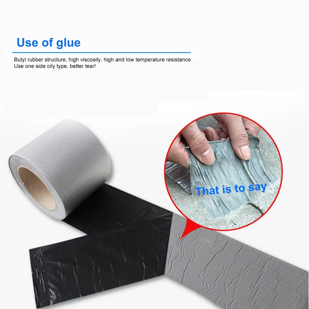 5cmx5m Strong Quality Aluminium Foil Butyl Rubber Tape Pipe Glass Floor Roof Window Wall Waterproof Adhesive Sealer 1.5mm Thick