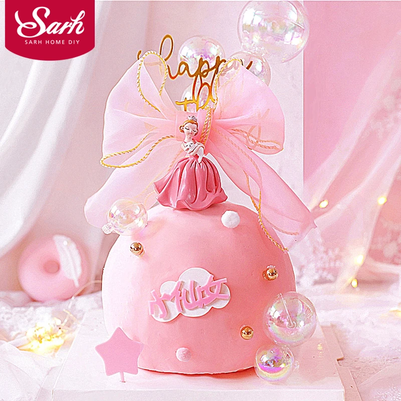Белый розовый балетные украшения для девочек крюк цветок с днем рождения торт