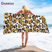 darmian 3d luxury leopard pattern beach towels soft quick dry home bathroom shower towels microfiber yoga gym swimming blankets