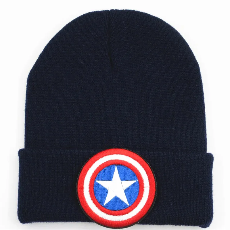 

Shield Embroidery Cotton Thicken Knitted Hat Winter Warm Hat Skullies Cap Beanie Hat for Men and Women 135