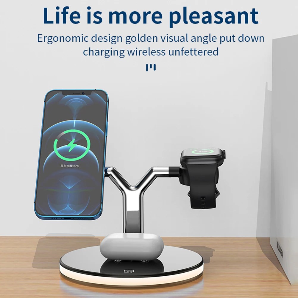 

3 in 1 15W Qi Fast Wireless Charger Stand for Apple Phone Watch Earphone
