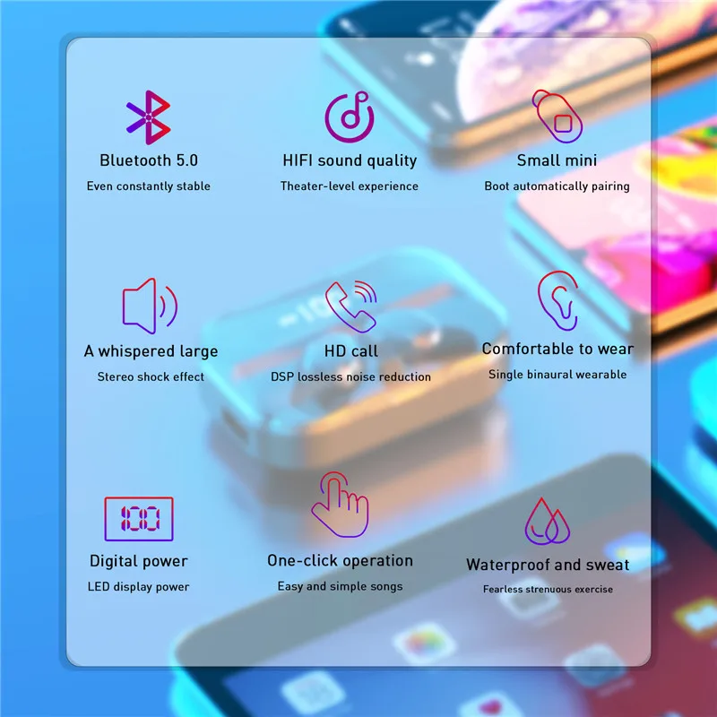 TWS-наушники T11 Беспроводные с поддержкой Bluetooth и светодиодный ным футляром на 3500