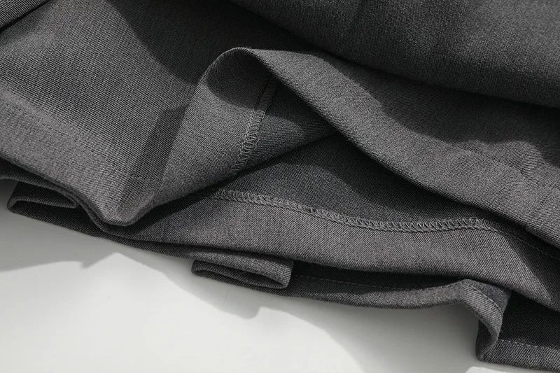 

[EAM] Half-body Skirt Gray Pleated Two Pieces Suit New Notched Long Sleeve Loose Women Fashion Tide Spring Autumn 2021 1DD4370