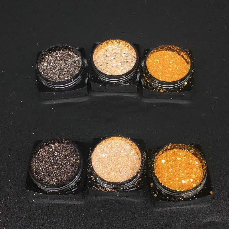 6 шт./партия Блестящий Серебряный Золотой блестящий белый порошок для дизайна