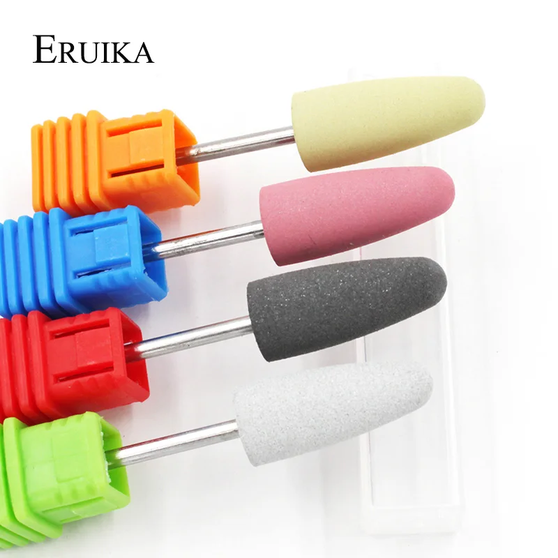 ERUIKA 4 шт./компл. 10*24 мм резины и силикона с объемным сверла для ногтей домашние тапочки с изображением головы бит придание ногтям формы фрез для маникюра и педикюра, фрезер кутикулы и набором инструментов для чистки